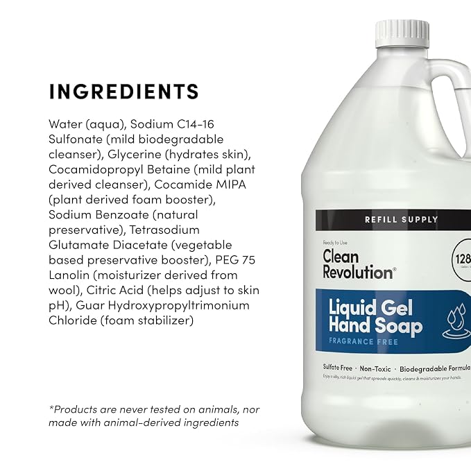 Clean Revolution Liquid Gel Hand Soap, Silky Rich Liquid, Quick Lather - Image 10