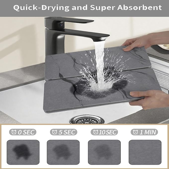 Stone Drying Mat for Kitchen Counter19.7"x 15.7"- 180° Steam-Cured for Smooth - Image 3