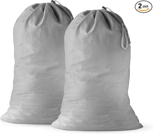 2 Pack - Extra Large Cotton Laundry Bag, Heavy Duty Large Laundry Bags 24 x 36 by QUBA+LINEN