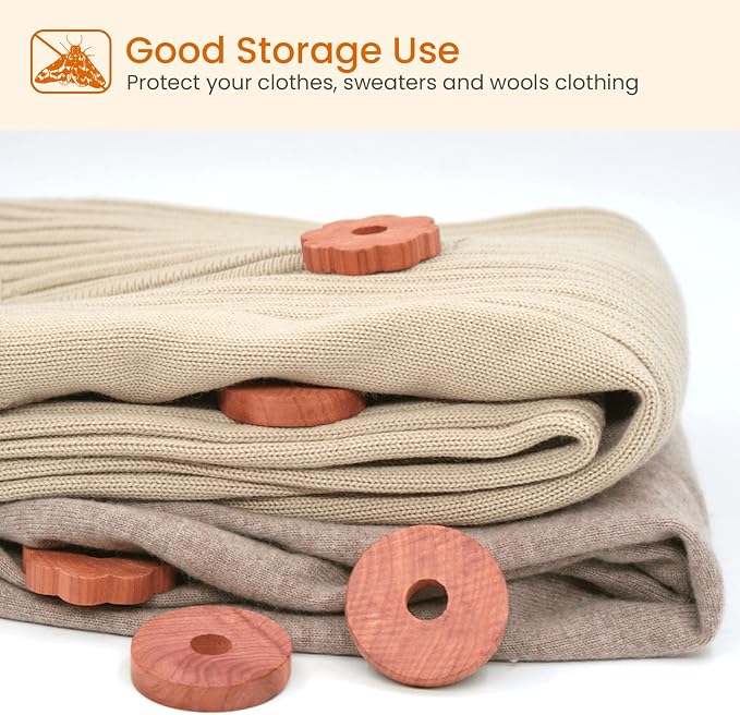 Homode Cedar Chips and Bags, Fresh Cedar Wood Rings and Sachets - Image 2