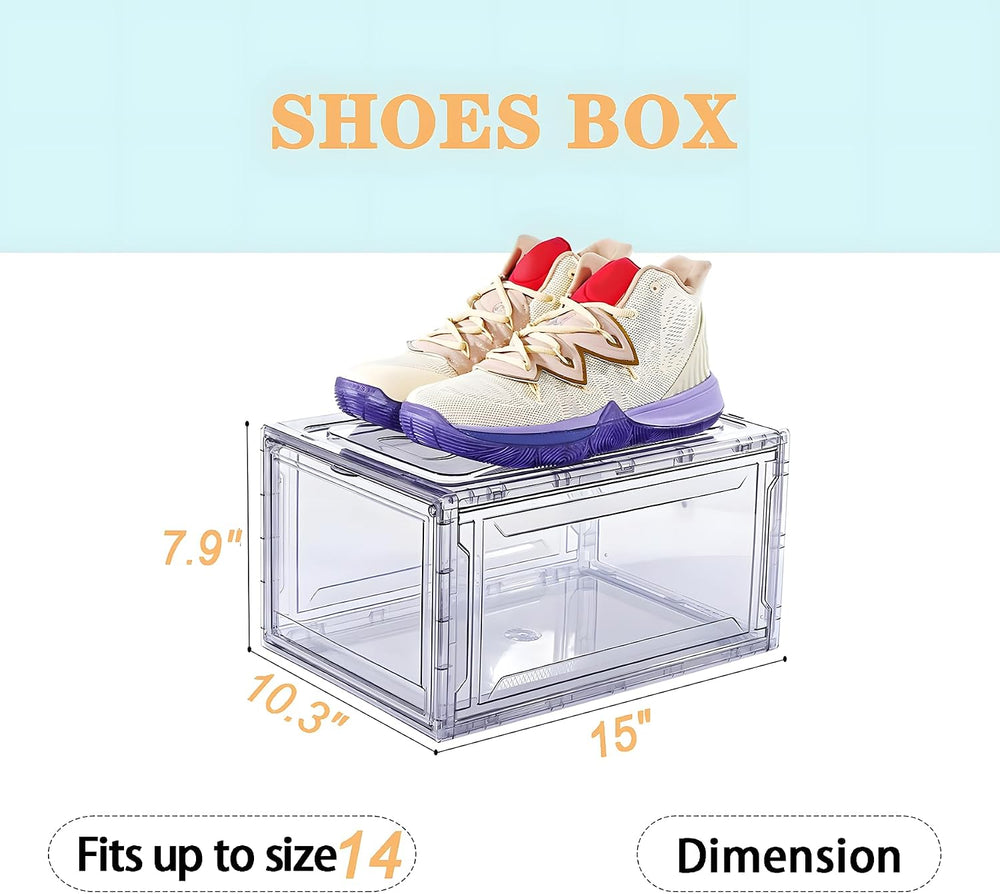 12 Pack Acrylic Clear Shoe Boxes– Ultra Clear Plastic Stackable Sneaker Stora...