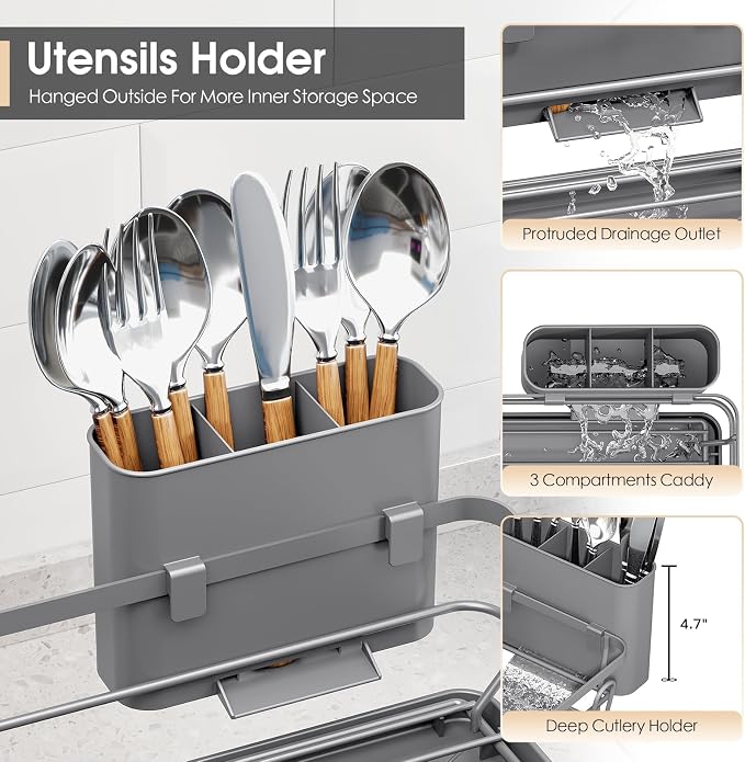 Dish Drying Rack for Kitchen Counter, Sink Dish Rack - Image 4