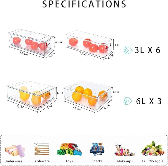 MineSign 9 Pack Stackable Refrigerator Organizer Bins Pull-Out Drawers - Image 3