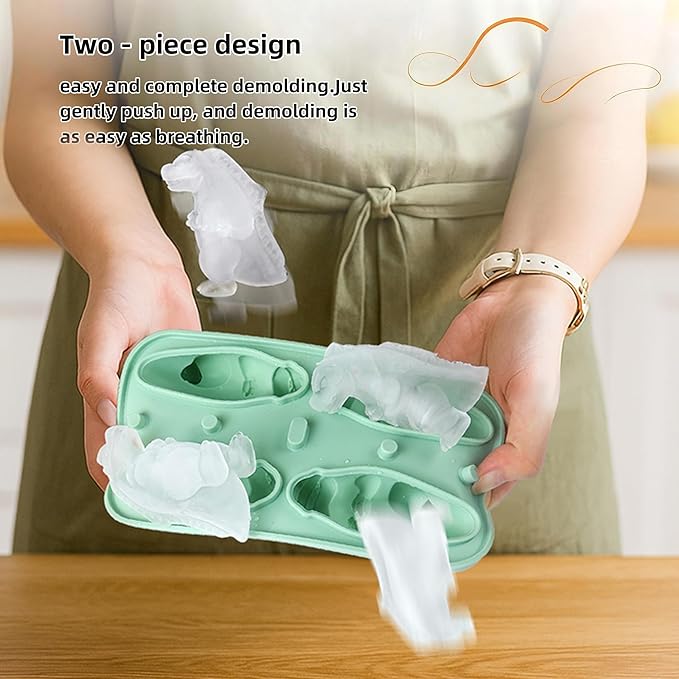 7.48inch Newly Upgraded 4-grid 3D Dinosaur Ice Tray and Covered Silicone Ice - Image 4
