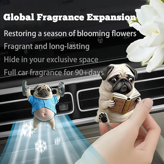 8PCS cute Pug acrylic car vent diffuser, 2D prank Havana cigar car diffuser - Image 2