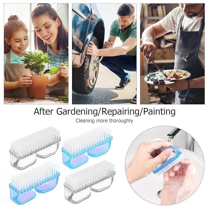 Handle Grip Nail Brush, Hand Fingernail Brush Cleaner Scrubbing Kit Pedicure - Image 4