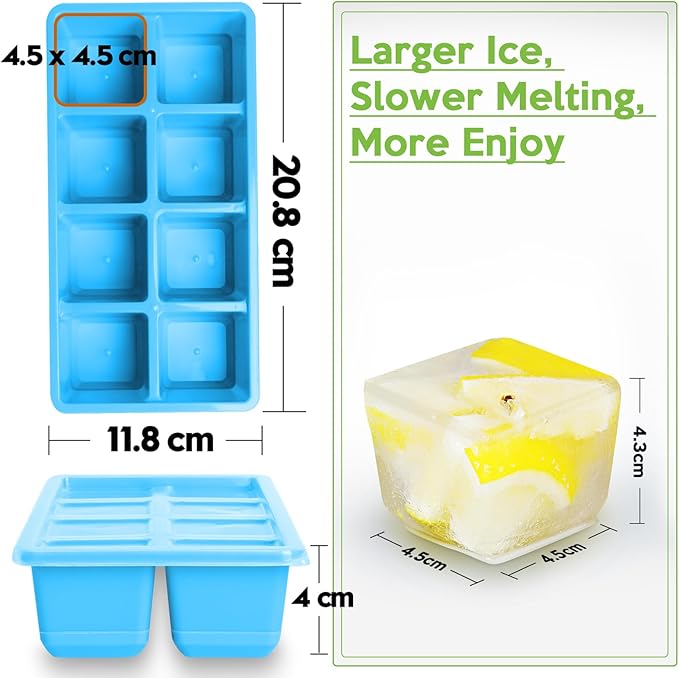 Large Ice Cube Trays, JRISBO 2 Pack Reusable Silicone Ice Cube Molds - Image 7