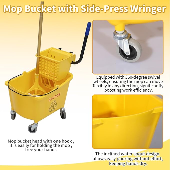 Commercial Mop Bucket with Side-Press Wringer - Image 5