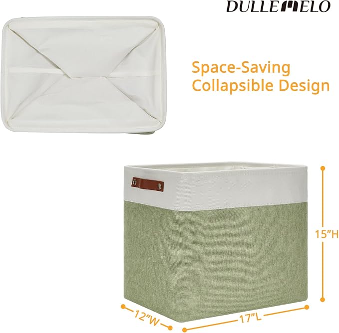 DULLEMELO Large Storage Basket 17"x12"x15", Fabric Storage Organizer Basket - Image 2