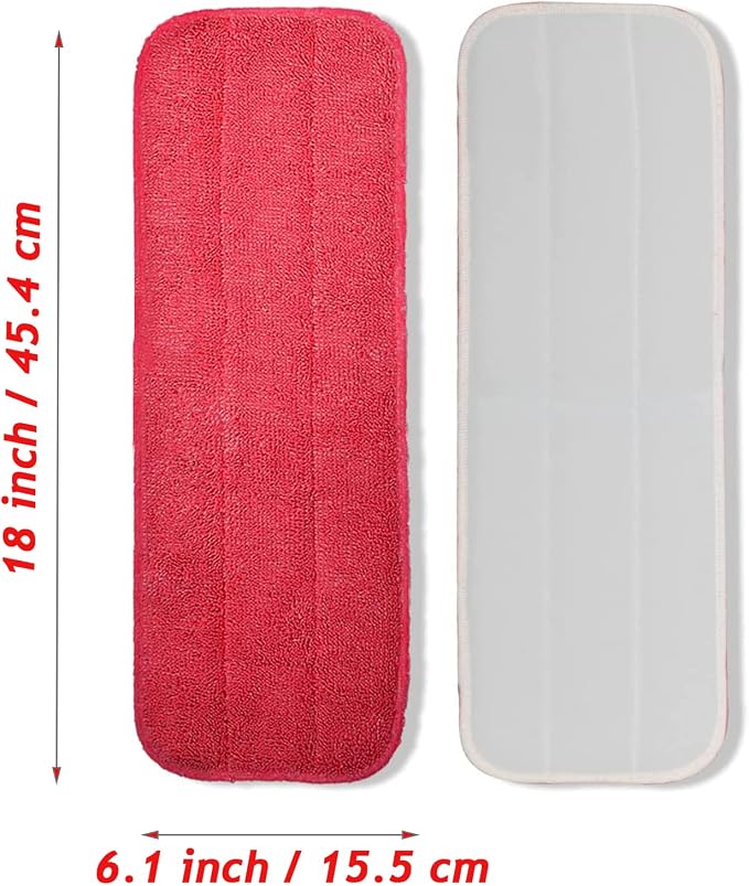 Microfiber Mop Pads, 18x 6 Inch Reusable and Washable Spray Mop Pads, Wet and - Image 2