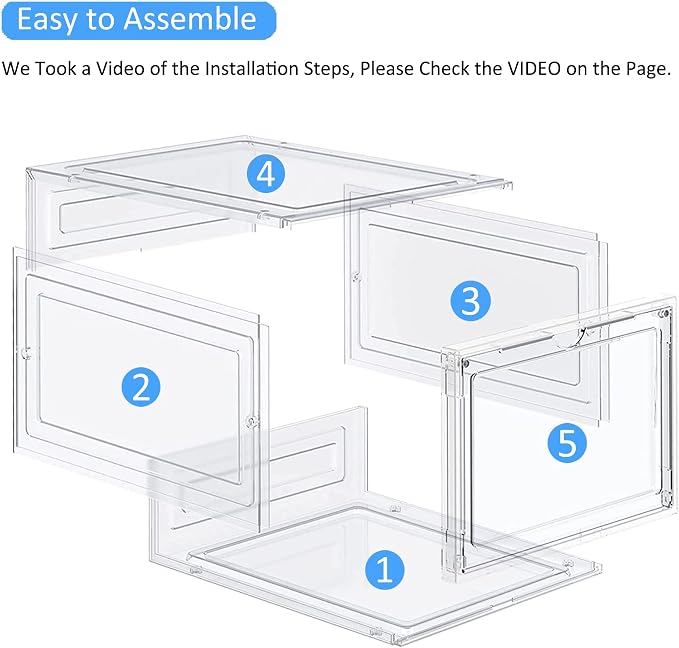 8 Pack Shoe Boxes Clear Plastic Stackable, Drop Front Shoe Storage Organizer - Image 9