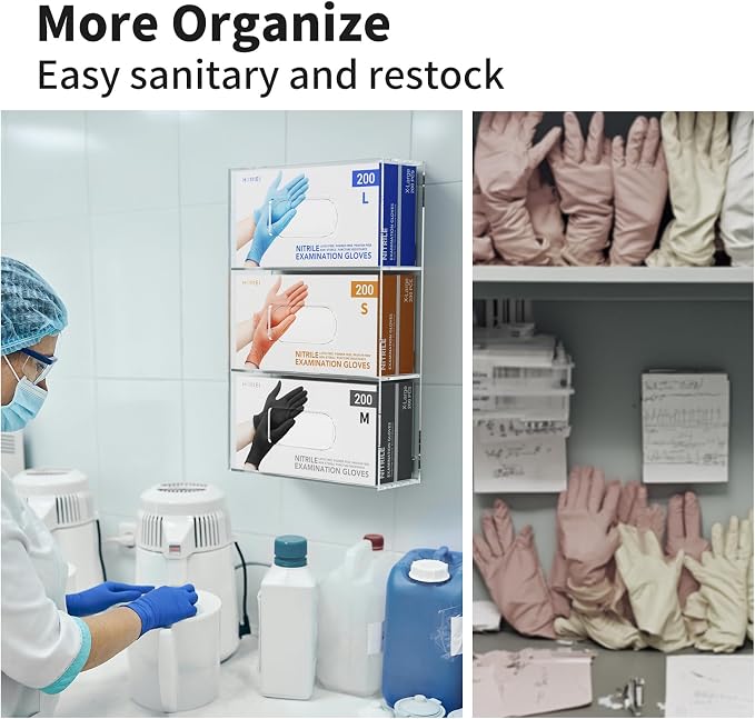 HIIMIEI Glove Holder for Wall Mount: Magnetic Gloves Box Holder, Acrylic - Image 2