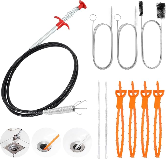 10 PCS Drain Snake Hair Drain Clog Remover Tool Set, Snake Drain Hair Removal by Coficina