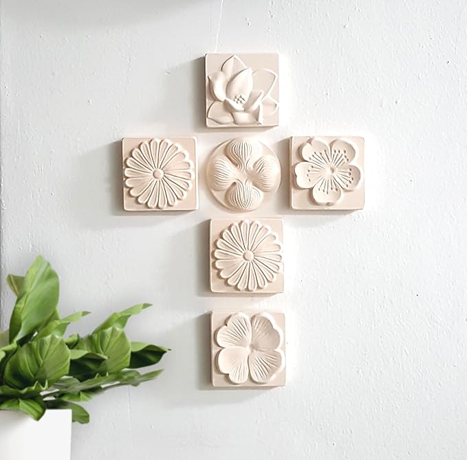 Stone Diffuser-Korean flowers 4 Square tiles, One Set-Odor Eliminator, Air - Image 3