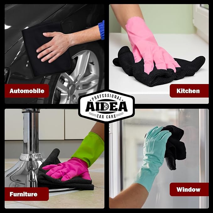 AIDEA Microfiber Cleaning Cloth Black 150PK, Microfiber Towels - Image 5