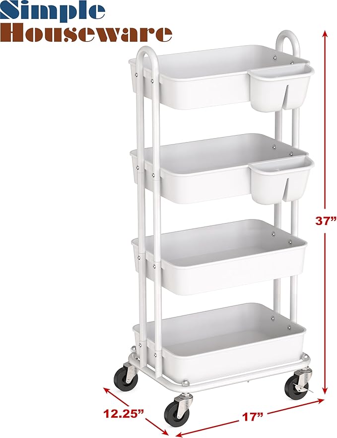 Simple Houseware 4-Tier Multifunctional Rolling Utility Cart - Image 6