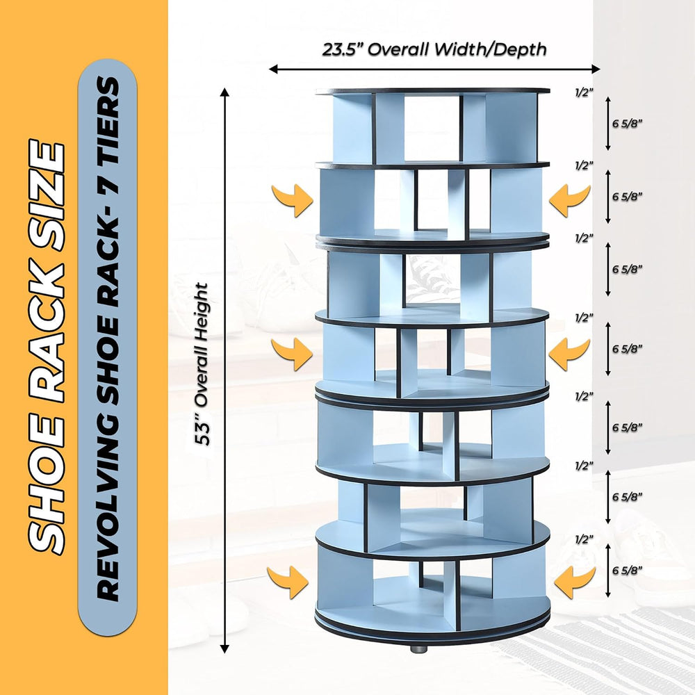 Kings Brand Furniture - 7-Tier Rotating Shoe Rack, 360° Revolving Lazy Susan ...