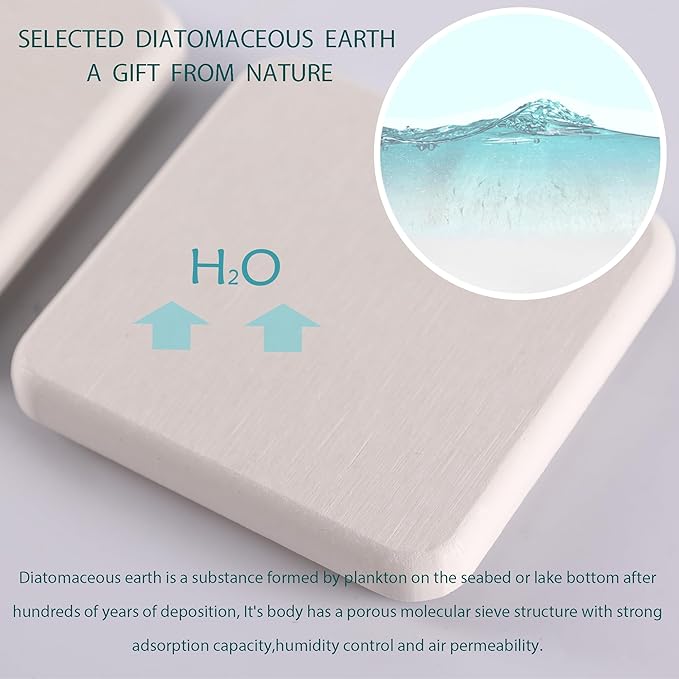 Set of 4 Water Absorbent Diatomite Coasters, Diatomaceous Earth Kitchen Soap - Image 3