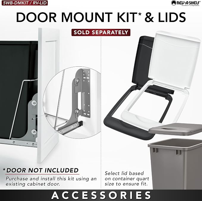 Rev-A-Shelf Pullout Trash Can for Kitchen Cabinets 35 Quart Garbage Waste - Image 6