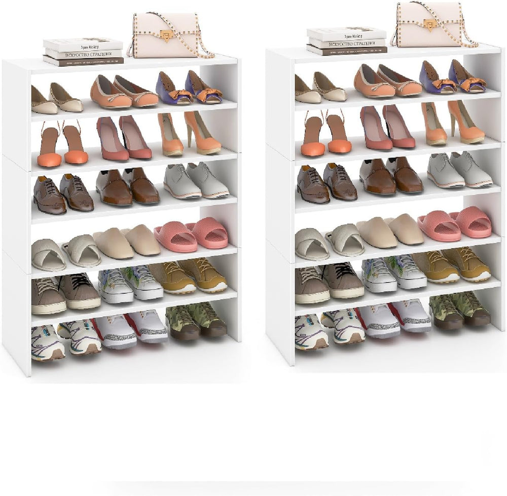 GOFLAME 6-Tier Shoe Rack 2 Pack, Stackable Shoe Storage Organizer, Freestandi...