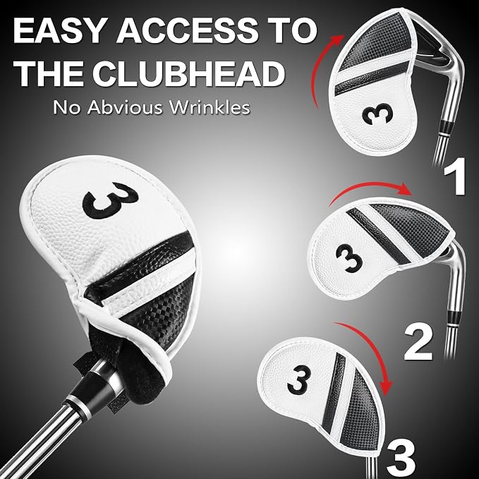 Amy Sport Golf Iron Head Covers Value 12 Pcs Set Thick Synthetic Leather - Image 4