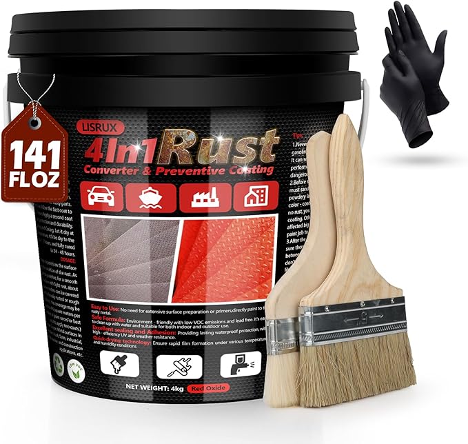 4-in-1 Rust Converter & Metal Primer, 141 Fl OZ Red Rust Inhibitor Paint by Unknown