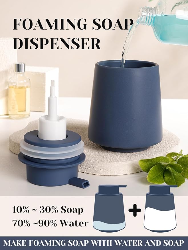 INGOFIN Ceramic Foaming Soap Dispenser -14 oz Foam Hand Soap Dispenser Bathroom - Image 3