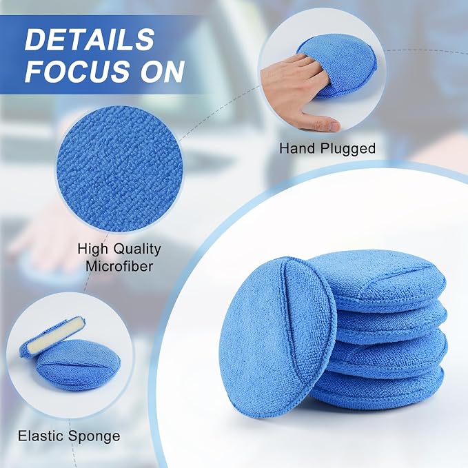 Wax Applicator Pad, 5 Inch Microfiber Applicator Pad - Image 2