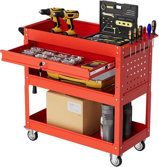 3-Tier Rolling Tool Cart with Drawers, Heavy Duty Utility Storage Cart with by Unknown