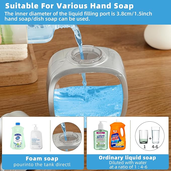 Automatic Foaming Soap Dispenser, 17oz/500ml Touchless Rechargeable - Image 6