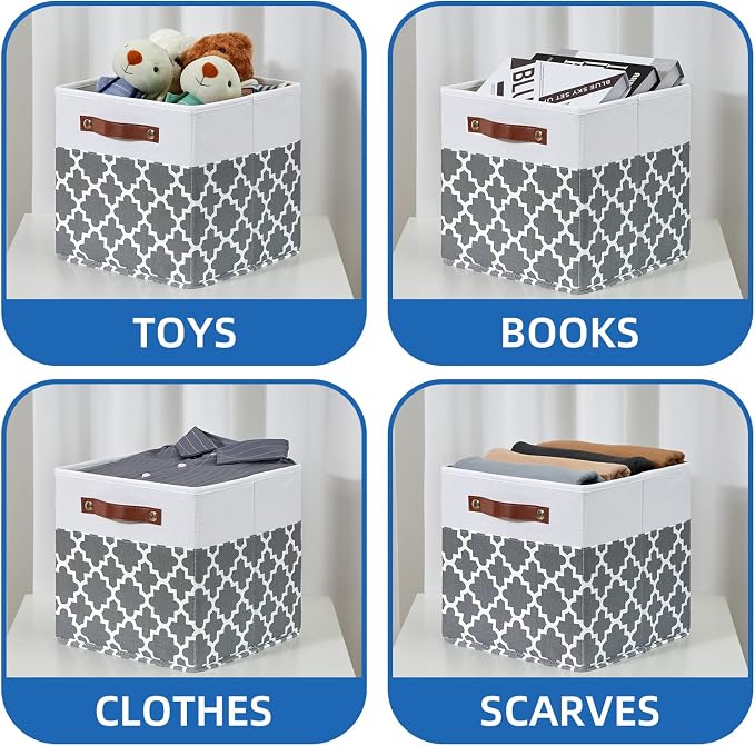 Temary 11x11x11 Cube Storage Bins Cube Organizer Bins 4 Pack Canvas Storage Bin - Image 4