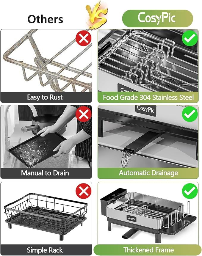 Dish Racks, Thicker Premium 304 Stainless Steel Dish Drying Rack - Image 3