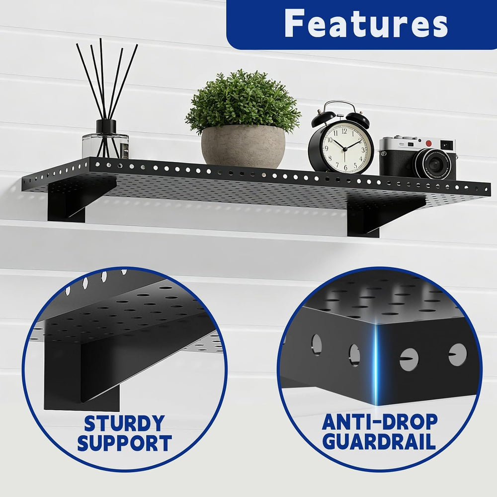Heavy Duty Slatwall Shelf 16x12Inch, Steel Slatwall Accessories Storage Rack ...