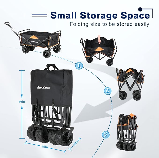 EchoSmile Heavy Duty 350 Lbs Capacity Collapsible Wagon, Outdoor Folding - Image 4