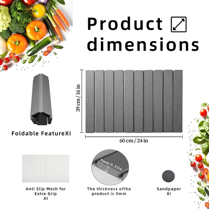 Stone Drying Mat for Kitchen Counter, Collapsible Dish Drying Mat, Fast Drying - Image 2