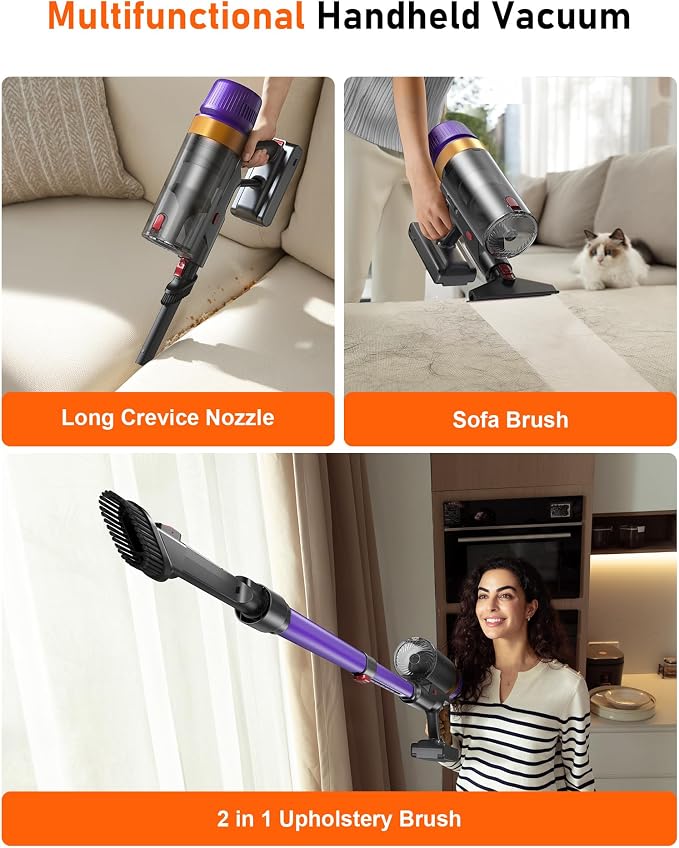 Cordless Vacuum Cleaner, 580W 50KPA 70Mins Upgraded Stick Vacuum Cleaners - Image 7