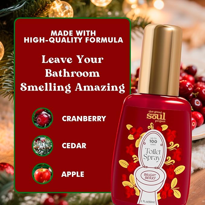 Holiday Toilet Spray, Bright Berry, 4 Fl.Oz, Travel Essentials, Bathroom Odor - Image 2