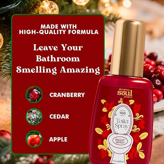 Holiday Toilet Spray, Bright Berry, 4 Fl.Oz, Travel Essentials, Bathroom Odor - Image 2