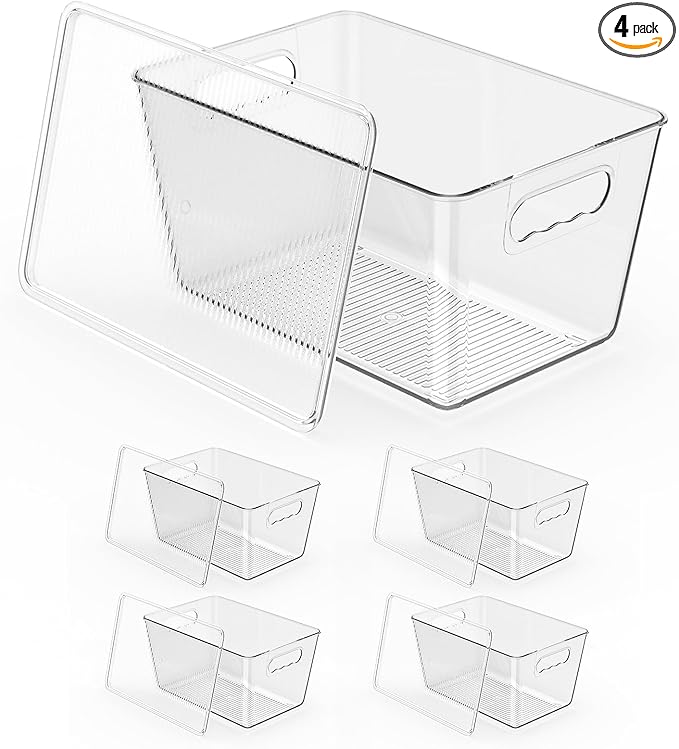 Clear Plastic Storage Bins, Pantry Organizers & Storage Containers, Cabinet by KJIXYUNG