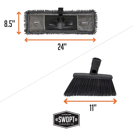 SWOPT 24” Microfiber Dust Mop, Angle Broom + 48” & 60" Steel Handles, Combo — - Image 6