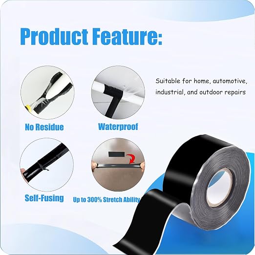 Self Fusing Silicone Tape 1 in x 15 Ft Waterproof Flexible Self Amalgamating - Image 3