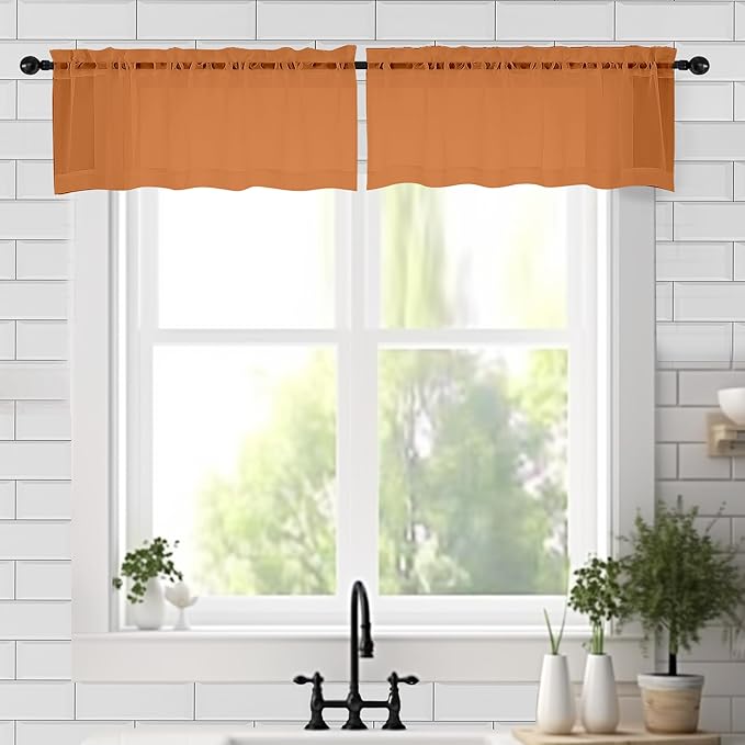 Chyhomenyc Sheer Valances for Windows 2 Pack, Small Window Curtains for Living by Chyhomenyc