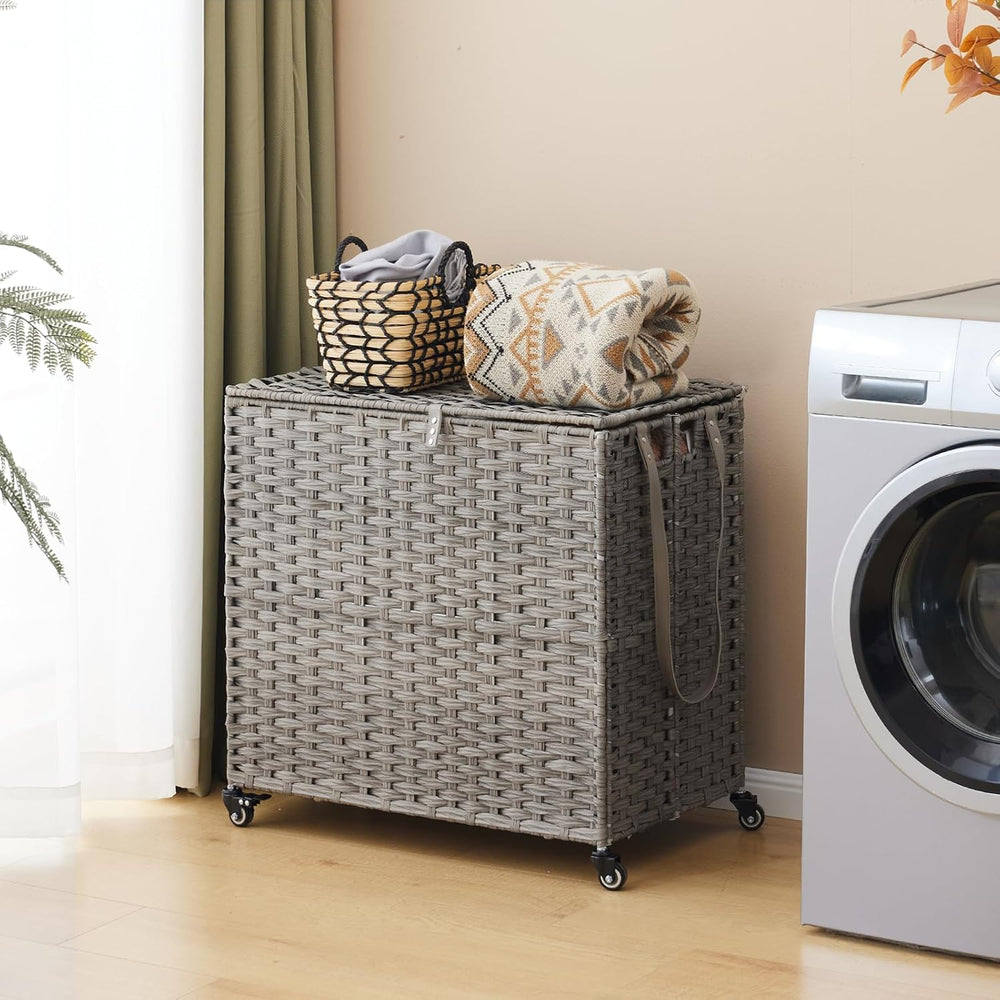 Laundry Hamper with Wheels, 39.6 Gallon(150L) Rolling Laundry Basket with Lid...