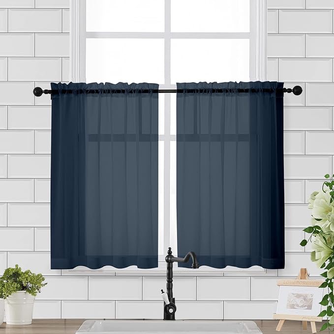 Chyhomenyc Sheer Window Curtains Tier 2 Pieces Set, 36 inch Length, Short by Chyhomenyc