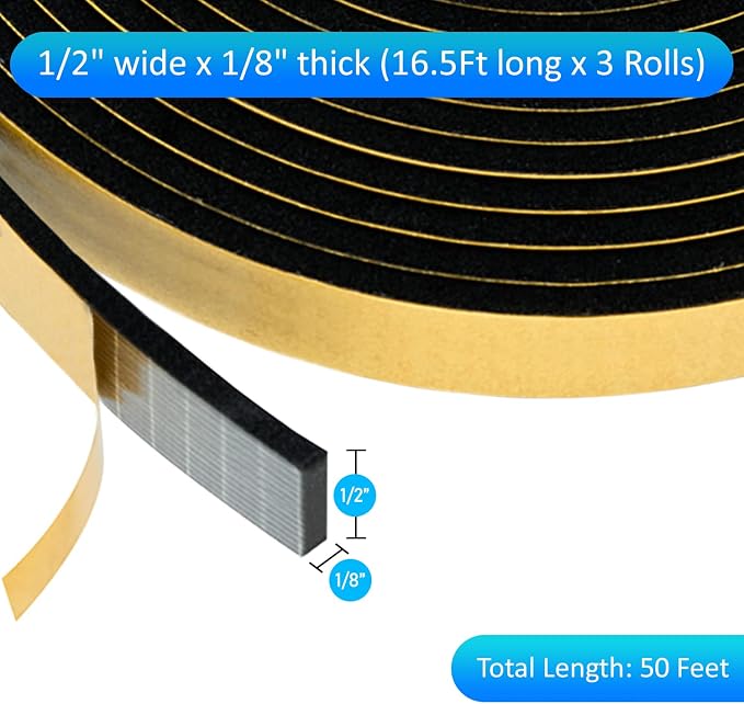 High Density Foam Weather Stripping Door Seal Strip Insulation Tape Roll - Image 2