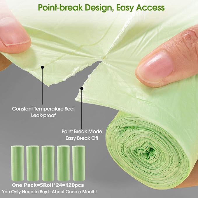 Small Trash Bags 1.2 Gallon 120 Counts Biodegradable Food Waste Bags, Mini 5L - Image 2