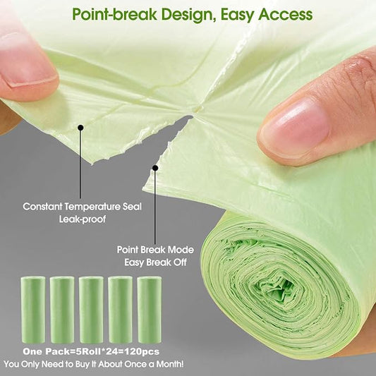 Small Trash Bags 1.2 Gallon 120 Counts Biodegradable Food Waste Bags, Mini 5L - Image 2