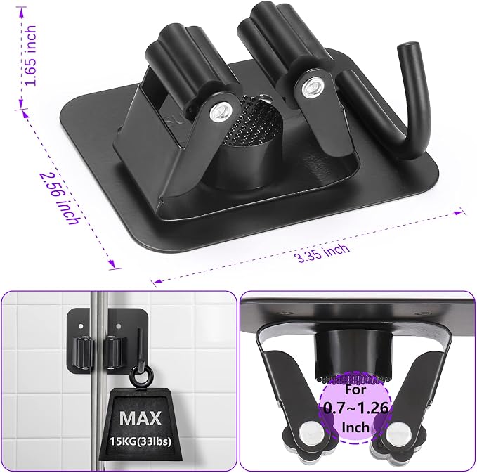 Stainless Steel Broom Holder, Heavy Duty, Rust Resistant, 4 Gripper Positions - Image 2