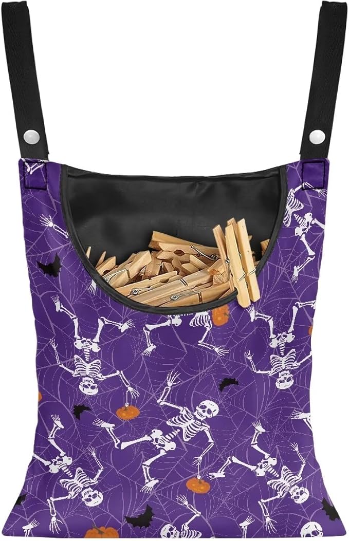 Gothic Skull Summer Clothes Pin Bag Clothespin Bags Holder Clothespin Holder by CREAMIC