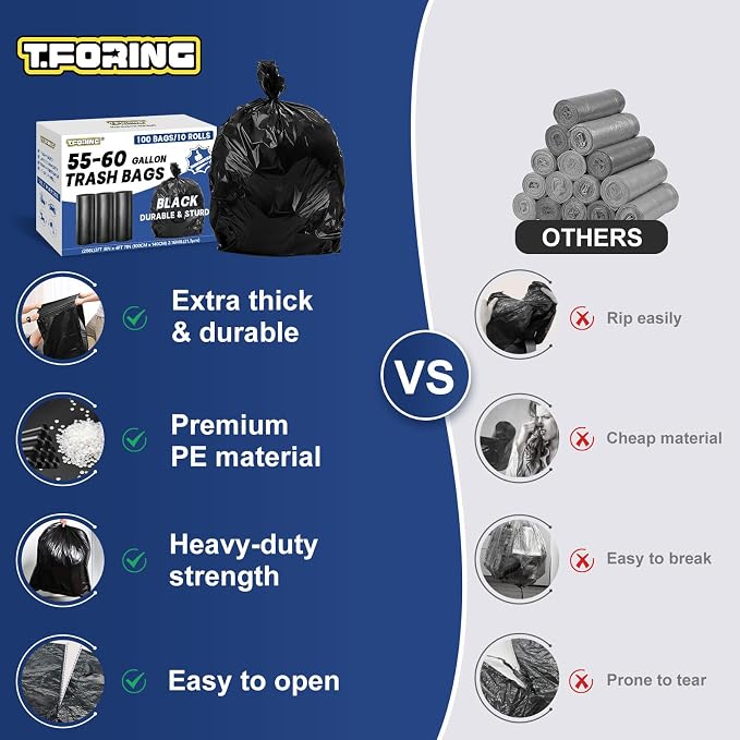 55-60 Gallon Trash Bags Heavy Duty 2.1 Mil - Image 2